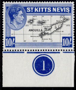 ST KITTS-NEVIS GVI SG77e, 10s black & ultra, NH MINT. Cat £18++ PLATE 1 MARGINAL