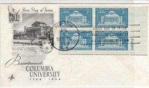 United States 1954 Bicentennial Columbia Uni. Stamps Blocks Stamps Cover Rf25168