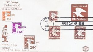 U594 20c C + EAGLE STAMPED ENVELOPE FDC 1981 - Ardee Covers combo