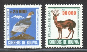 Bolivia Scott 716-17 MNHOG - 1985 Endangered Wildlife - SCV $1.30