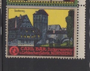Strip of 4 German Advertising Stamps- Carl Bar Sugar & Gingerbread, Nürnberg MNH