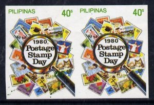 Philippines 1980 Stamp Day 40c imperf pair unmounted mint...