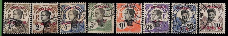 ZA051d - INDOCHINA Yunnansen - Lot of 8 STAMPS - USED-