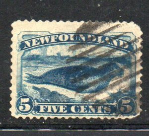 Newfoundland Sc  54 1887 5c dark blue seal stamp used