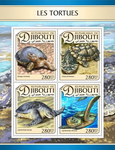 DJIBOUTI 2017 SHEET TURTLES MARINE LIFE REPTILES