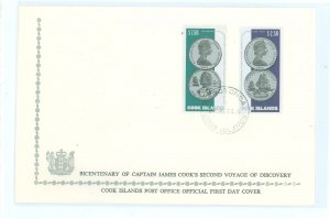 Cook Islands 406-407 1974 Bicentenary of Captain Cook's second voyage of Discovery (set of two/$2.50 + $7.50 stamps on a...