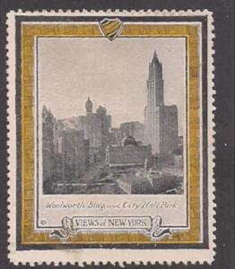 Woolworth Building label NYC view 1.5 x 2 Scarce! NG