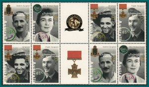Australia 1995 World War II Heroes 1, gutter block, MNH #1432-1435,SG1521-SG1524