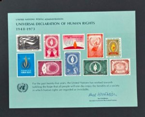 United Nations. 1973 Souvenir Card. SC4. Mint NH. w/First Day Cancels.  17254