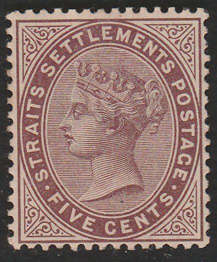 MALAYA STRAITS SETTLEMENTS 1882 5c wmk CC mint SG48 cat £110...............65613