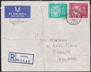 ADEN FED OF SOUTH ARABIA 1966 registered cover CRATER cds to Ireland.......A8562