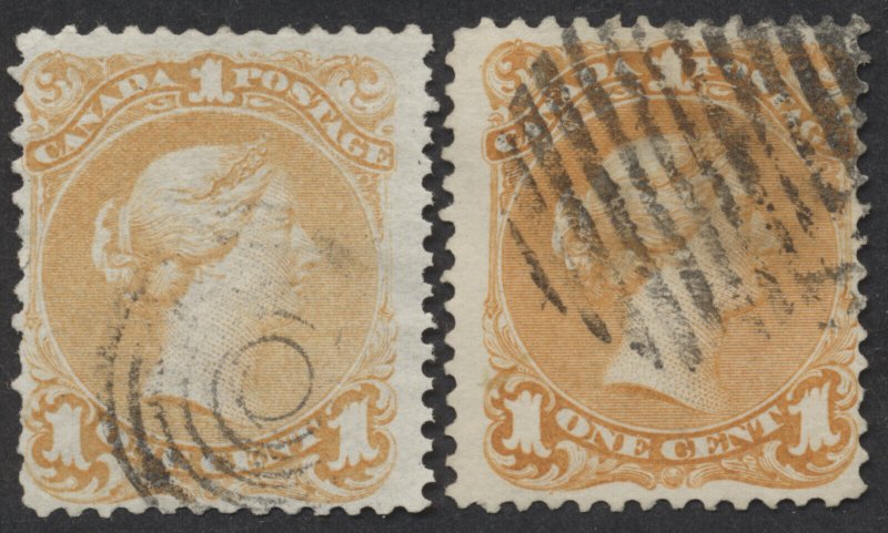 Canada #23 1c Orange Large Queen Two Shades Fine Used