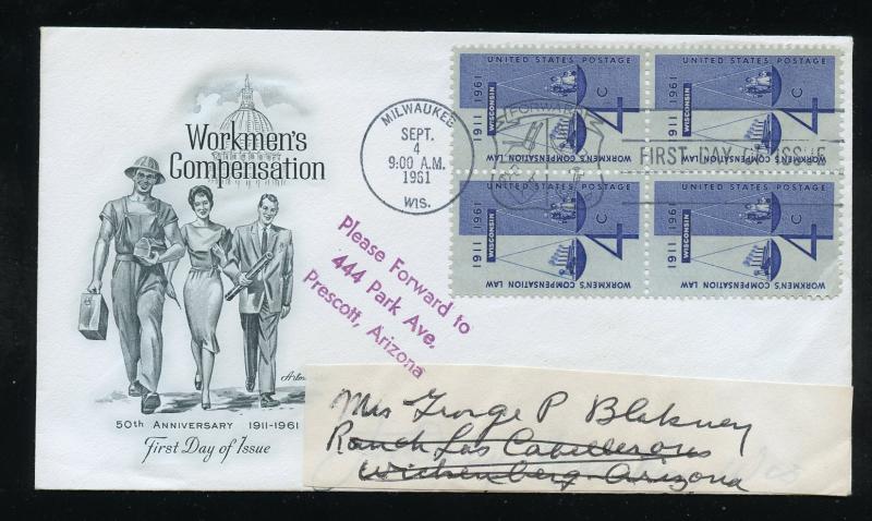 US 1186 50th Anniv Workmen's Compensation ADDR ArtMaster FDC