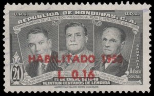 HONDURAS 1953 AIRMAIL STAMP. SCOTT: C208. USED. # 1