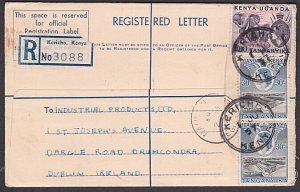 KENYA UGANDA TANGANYIKA 1957 Formular registered cover Kericho to Ireland..A1891