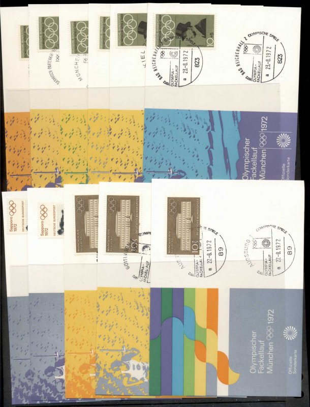 Germany 1972 Summer Olympics Munich 11x Maxicards