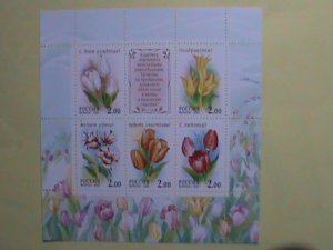 RUSSIA STAMP  2001 SC#6625  COLORFUL LOVELY BEAUTIFUL TULIPS FLOWERS  MNH SHEET