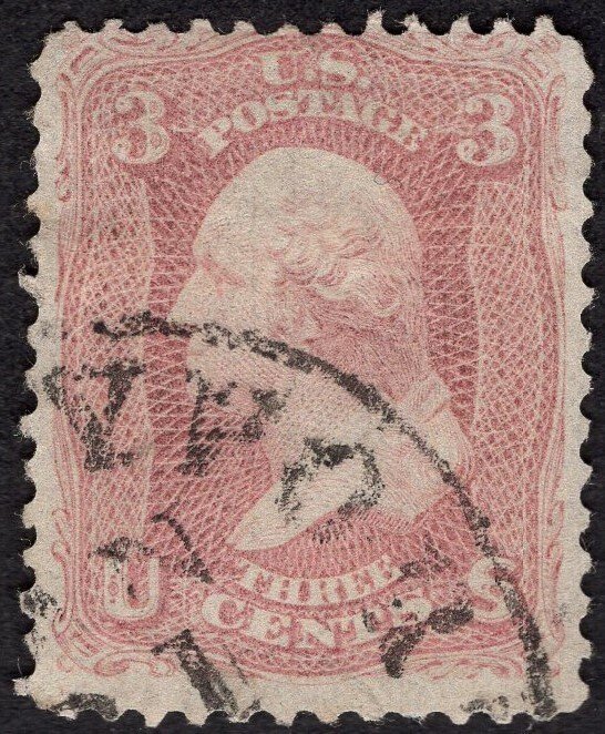 SC #65  Fine, Used. Pale Rose Red shade.  w/2022 PSAG cert. Showpiece.