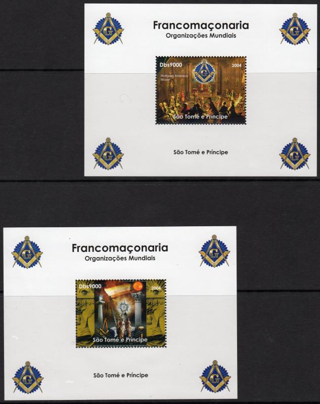 Sao Tome and Prince 2004 Freemasonry 4  Souvenir Sheets Perforated MNH