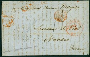 USA 1853 New York France Transatlantic Mail Cover British Niagra 75970