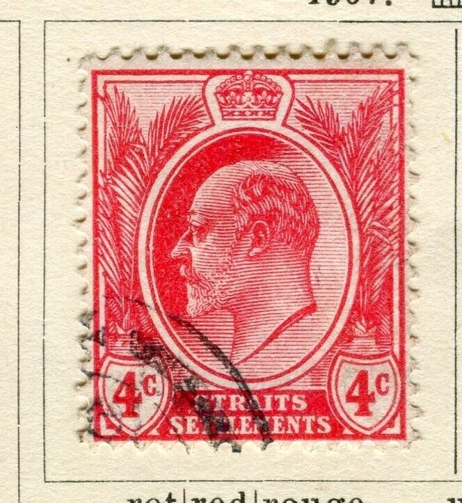 STRAITS SETTLEMENTS; 1907 early Ed VII issue fine used 4c. value