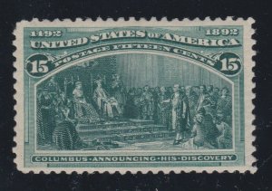 US 238 15c Columbian Exposition Mint VF RG NH SCV $600