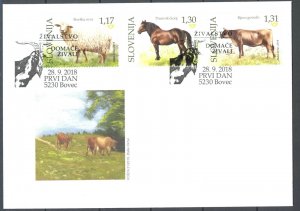 Slovenia 2019 ☀ Domestic Farm Animals 3v M/S Cover ☀ FDC