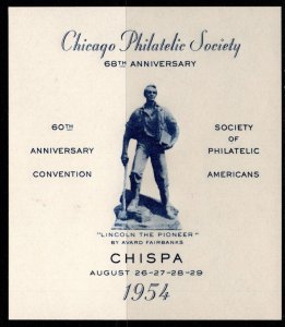 1954 US Poster Stamp CHISPA 68th Anniversary Chicago Philatelic Society Mint