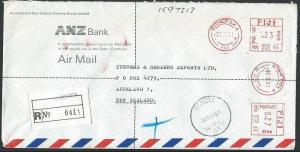 FIJI 1991 Registered cover to NZ, ex SIGATOKA, ANZ Bank meter..............13245