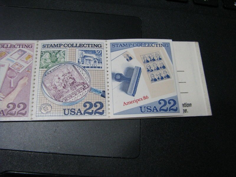 US Stamp Sc# 2201b Ameripex 86 Complete Booklet 2 Panes Black Omitted -See Scans