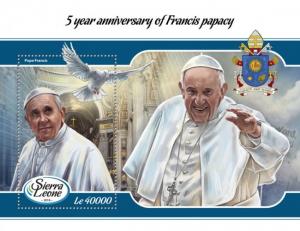 SIERRA LEONE - 2018 - Pope Francis - Perf Souv Sheet - M N H