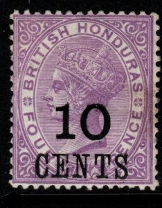 BRITISH HONDURAS SG40 1888 10c on 4d MAUVE MTD MINT