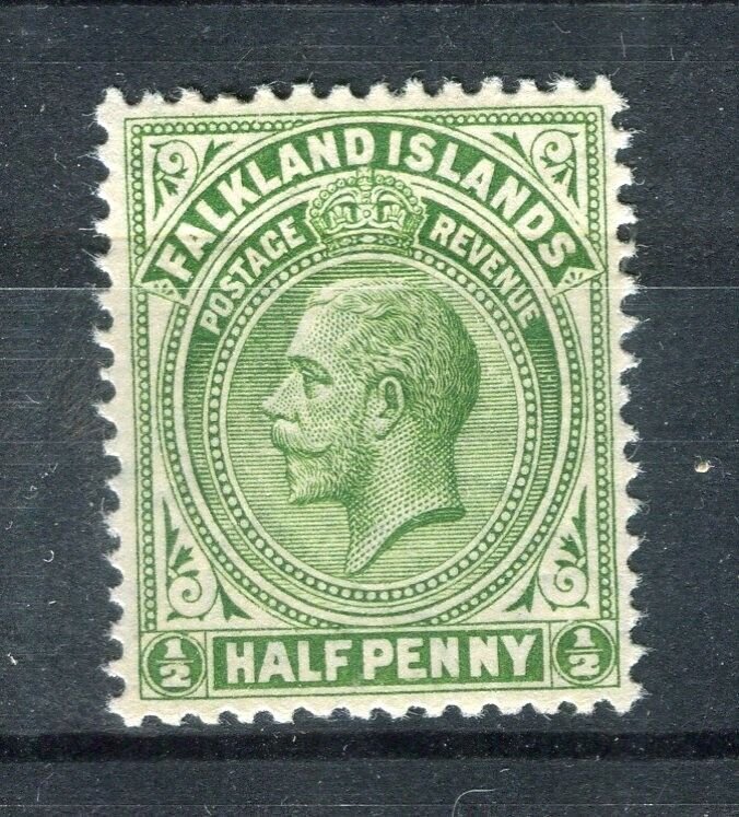 FALKLANDS; 1920s early GV issue Mint hinged 1/2d. value