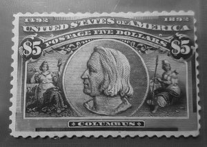 *REDUCED* Sc# 245 MNH 1893 Colombian Issue $5 black