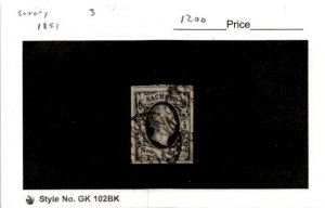Saxony - Germany, Postage Stamp, #3 Used, 1851 Frederick Augustus (AC)