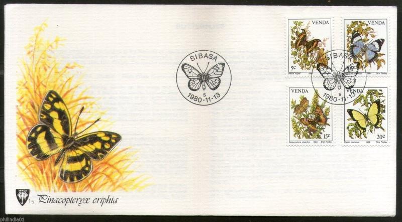 Venda 1980 Butterflies Moth Insects Fauna Flowers Wildlife Sc 36-39 FDC # 16435