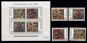 Norway 1046 MNH souvenir sheet  + stamps National Stamp Day Carvings  art