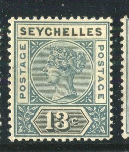 SEYCHELLES; 1890 early classic QV Die I issue fine Mint hinged 13c. value