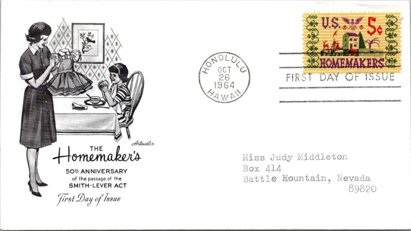 FDC 1964 SC #1253 Artmaster Cachet - Honolulu, Hi - Single - F76367