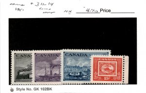 Canada, Postage Stamp, #311-314 Mint NH, 1951 Train, Steamship (AE)