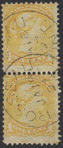 Canada #35 1c Small Queen Pair SON Rosseau ONT CDS Postmark