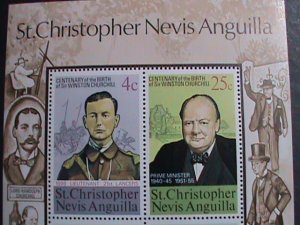 ST.CHRISTOPHER-NEVIS-ANQUILLA-1974 CENTENARY   SIR WINSTON CHURCHILL MNH