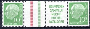 Germany Bund Scott # 708 (2), label, label R2, mint nh, se-tenant, WZ7