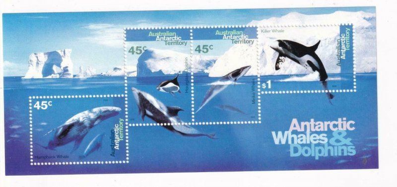 AUSTRALIAN ANTARCTIC TERRITORY WHALES AND DOLPHINS MNH S/SHEET