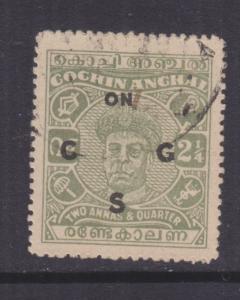 COCHIN, INDIA, OCGS, 1946 Ravi Varma 2 1/4a. Yellow Green, used.