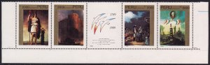 Peru - 1990 - Scott #989a - MNH -strip of 4 + label - French Revolution