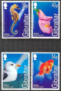 Gibraltar 2001 Europa CEPT Water Birds Fishes Sea Horses Flowers set of 4 MNH**