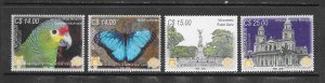 BIRDS- NICARAGUA #2499- PARROT & BUTTERFLY MNH