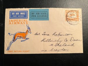 1932 South Africa FFC Airmail Double Crash Cover Cape Town to Co Down Ireland