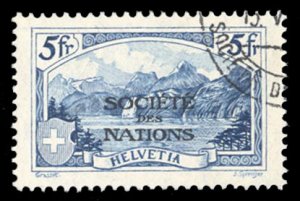 Switzerland, Officials #2O28 Cat$67.50, 1922 5fr ultramarine, used, signed St...